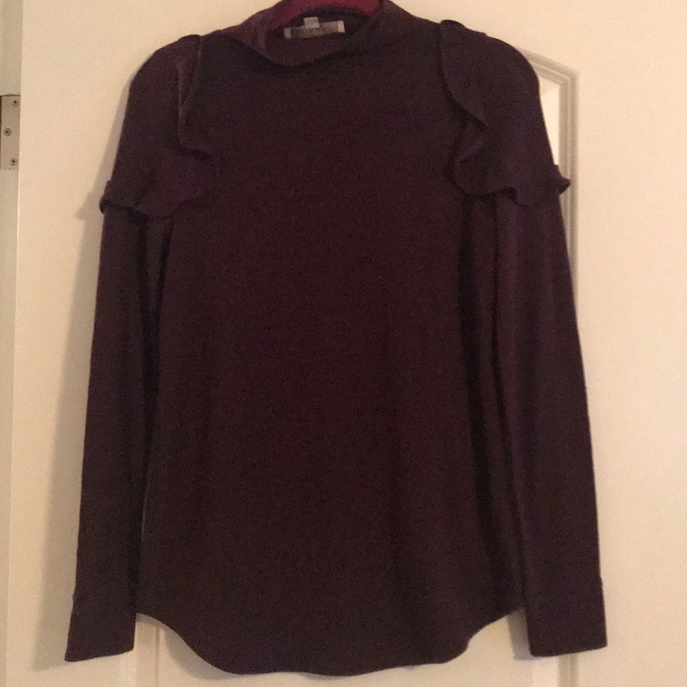 LOFT small mock neck ruffle sleeve top